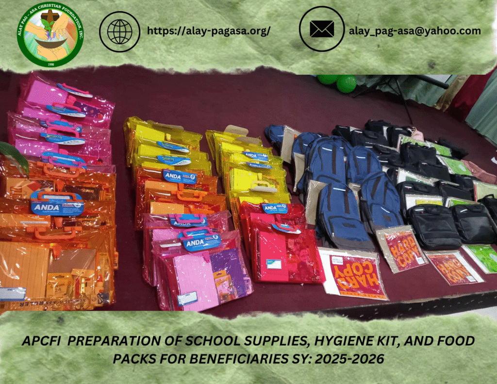 APCFI Staff and Volunteers preparing school supplies